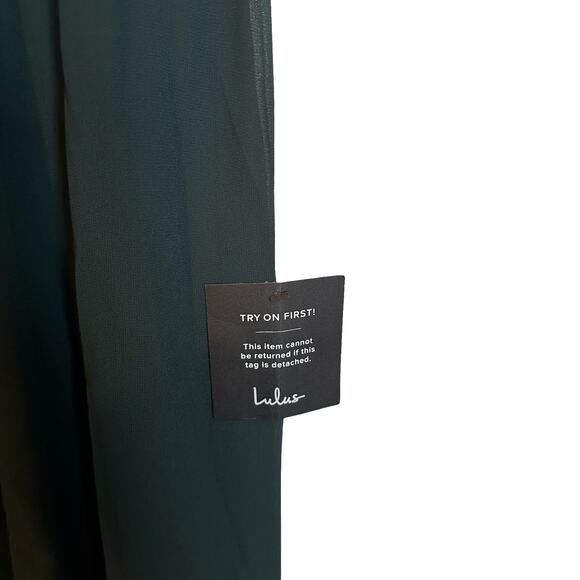 NWT Lulus I'm All Yours Emerald Green Ruffled Maxi Dress Bridesmaid Cocktail M - Picture 13 of 13